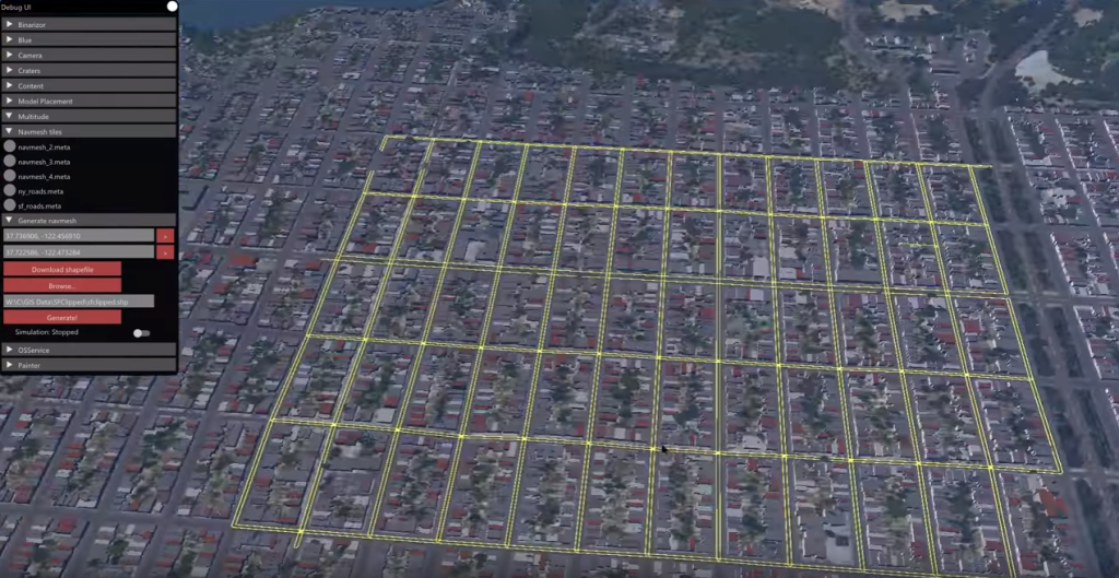 artificial intelligence navigation mesh for open virtual world simulation and training