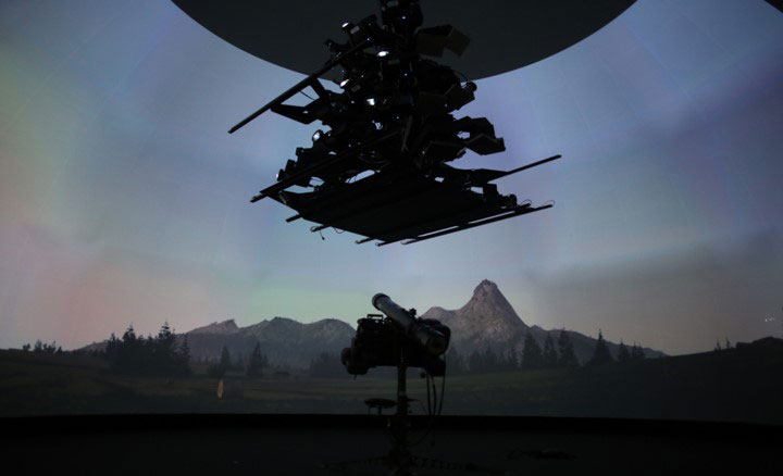 dome display image generation using 27 projectors ADF military training virtual reality simulated missile defense