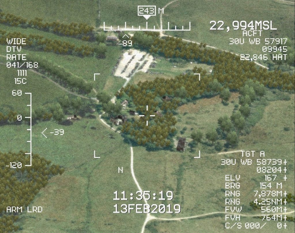 Simulated ISR Feeds in VBS3 - Jurassic Coast – World War II Tyneham Village evacuated during the build up to the War. Dorset. UK in EOS